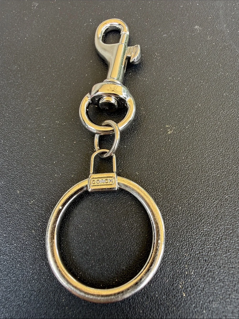 Vintage Coach Silver-Tone Key Ring with Clip